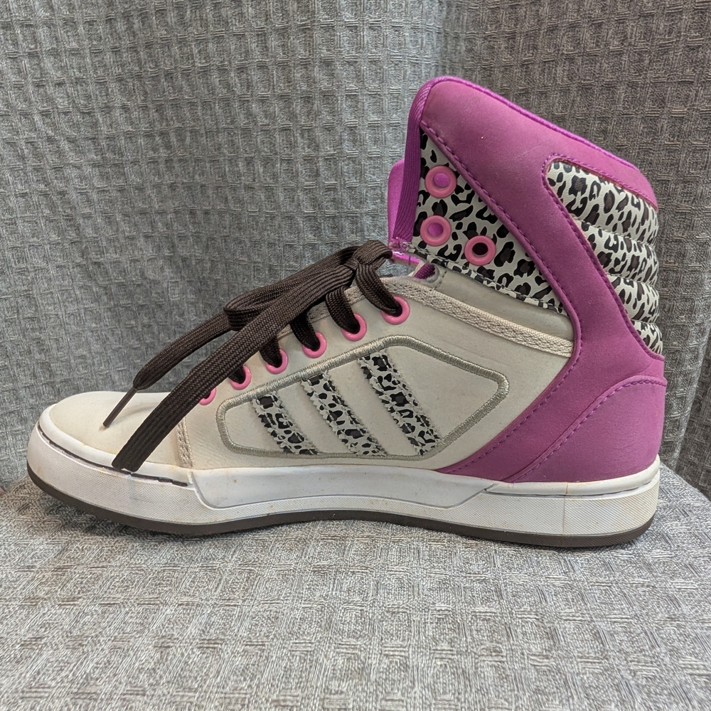 Adidas Women's Pink/Cream/Leopard High-Top Sneakers 7W